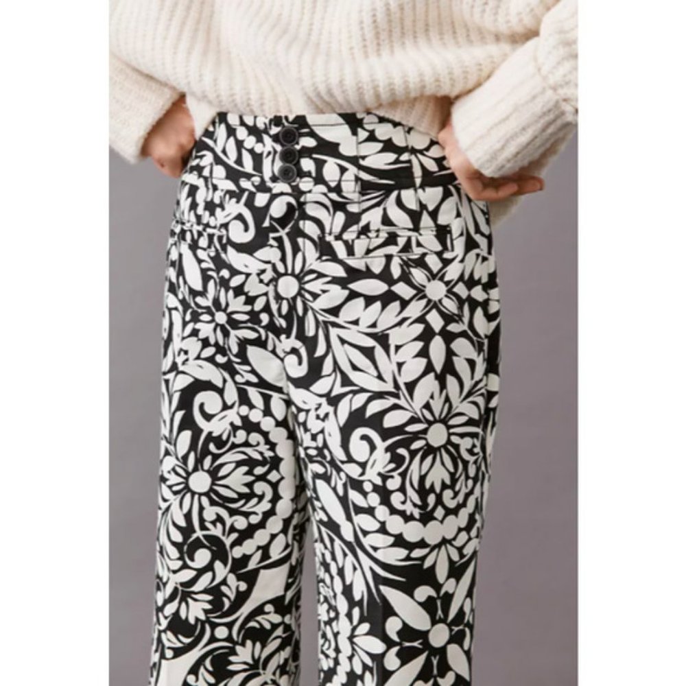 Anthro Maeve Olive Cropped Flare Pants 18W